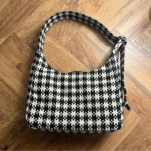 BAGGU Mini Nylon Shoulder Bag (Black & White Pixel Gingham)